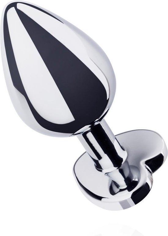 Zilveren buttplug met helder hartje - Silver