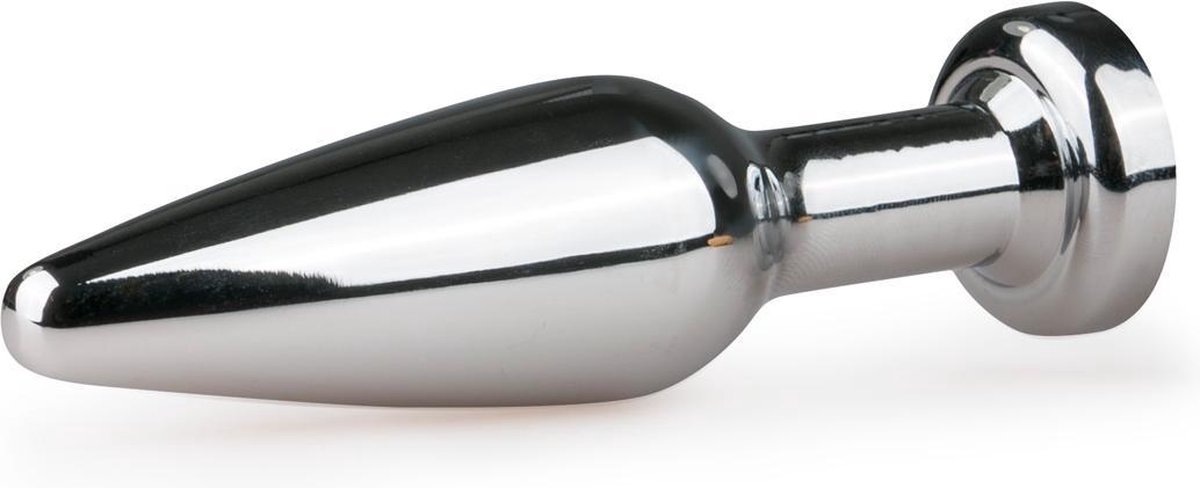 Zilveren smalle buttplug met diamant - Silver