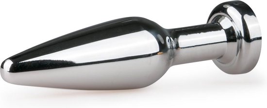 Zilveren smalle buttplug met diamant - Silver