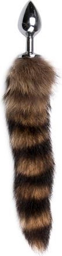 Vossenstaart buttplug M - Gestreept - Silver