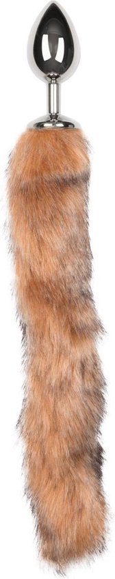 Vossenstaart buttplug M - Gestreept - Silver