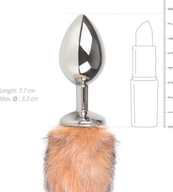 Vossenstaart buttplug M - Gestreept - Silver