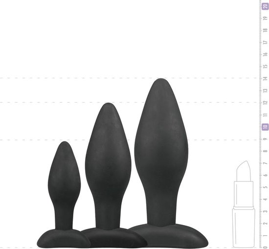 Siliconen buttplugsetje - Zwart