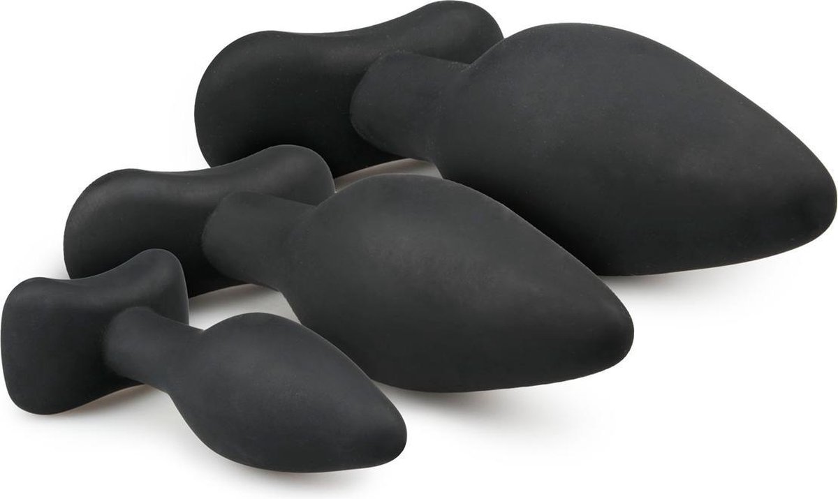 Siliconen buttplugsetje - Zwart
