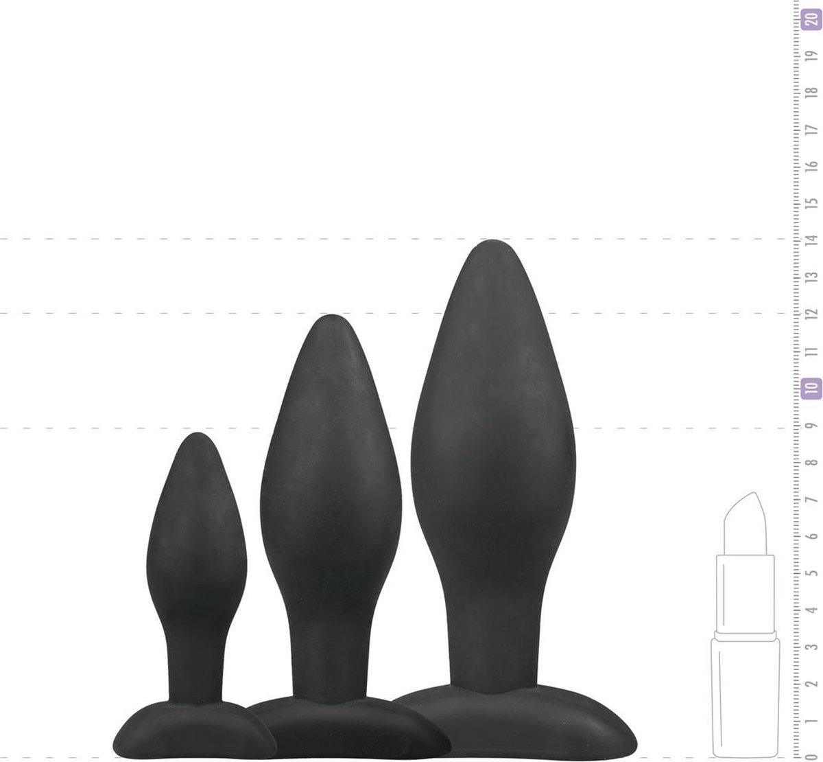 Siliconen buttplugsetje - Zwart