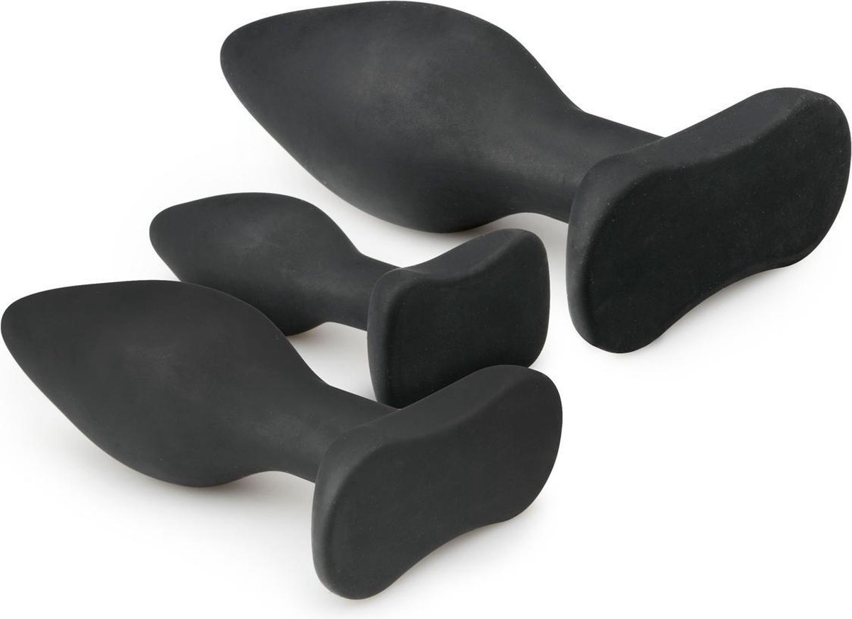 Siliconen buttplugsetje - Zwart