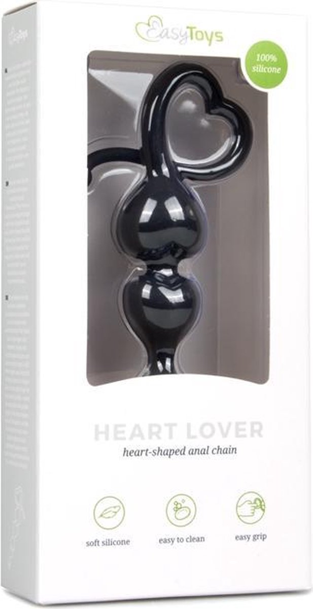 e anaal kralen met hartje - Zwart