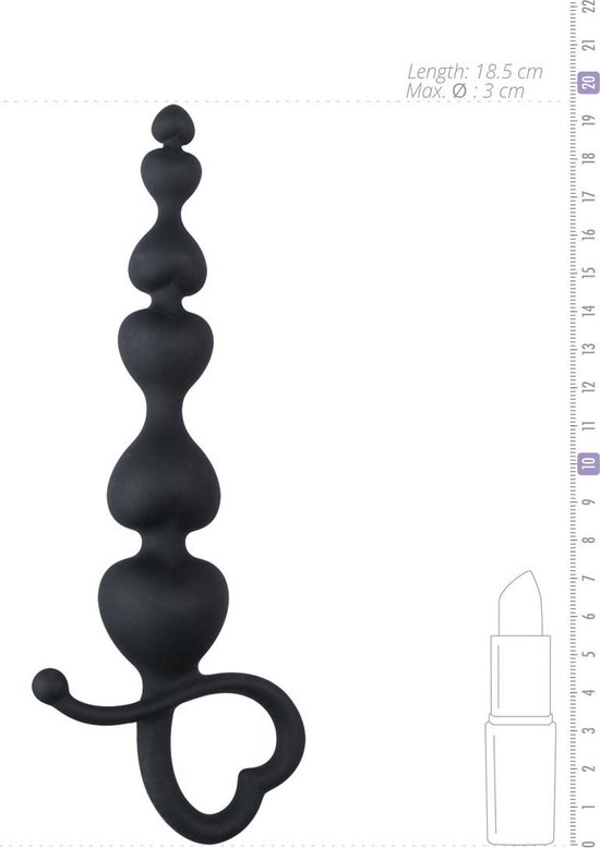 e anaal kralen met hartje - Zwart