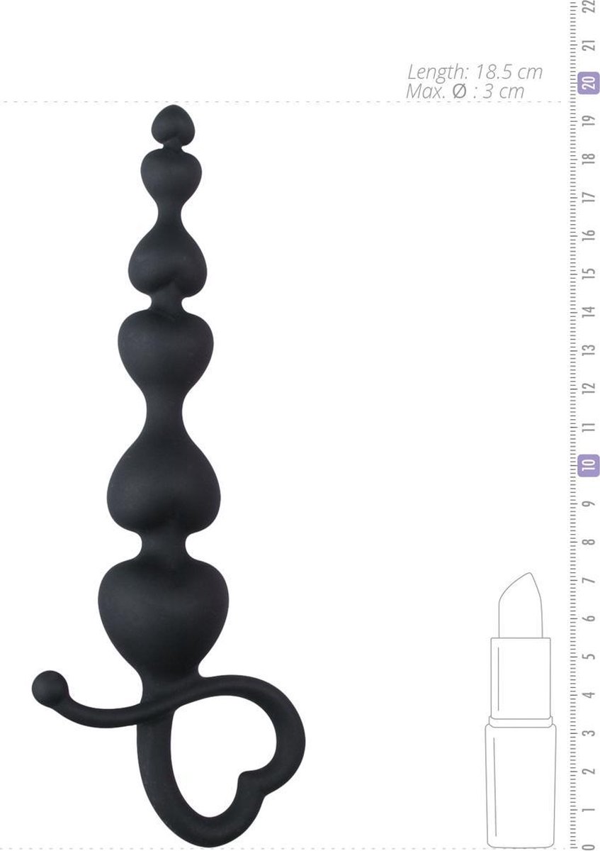 e anaal kralen met hartje - Zwart