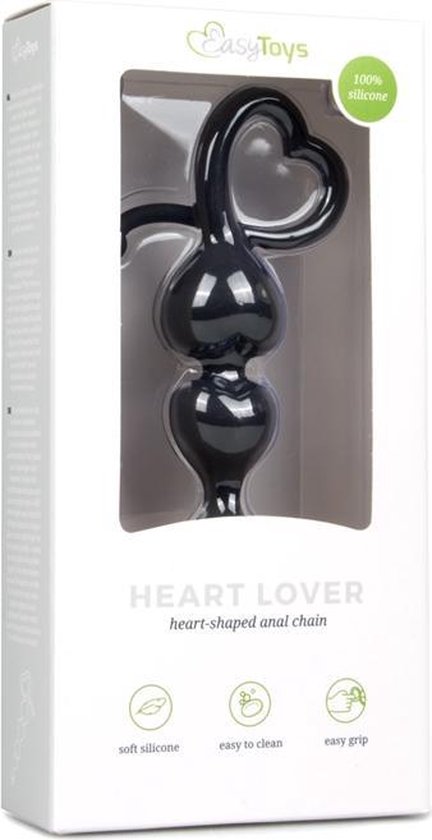 e anaal kralen met hartje - Zwart