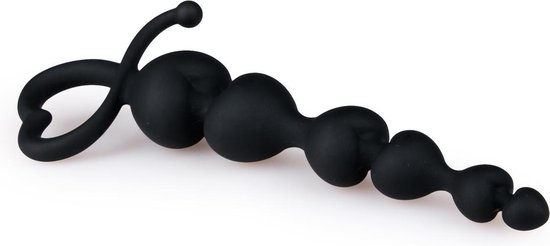 e anaal kralen met hartje - Zwart