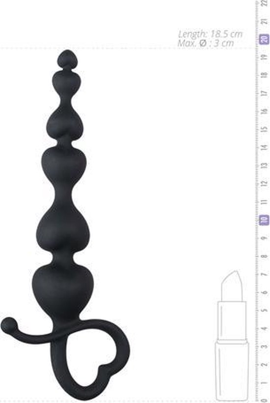 e anaal kralen met hartje - Zwart