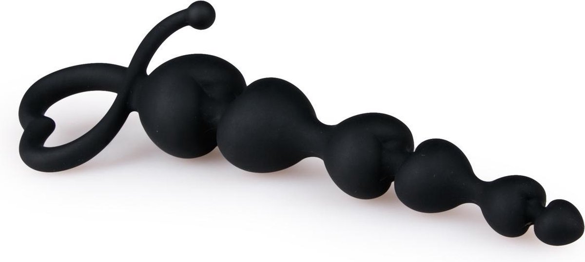 e anaal kralen met hartje - Zwart