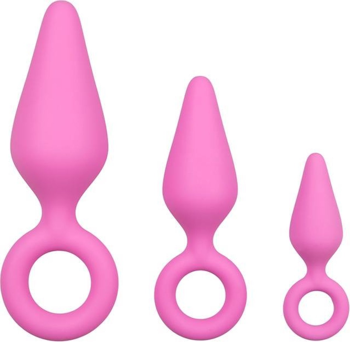 buttplugs met trekring - setje - Roze