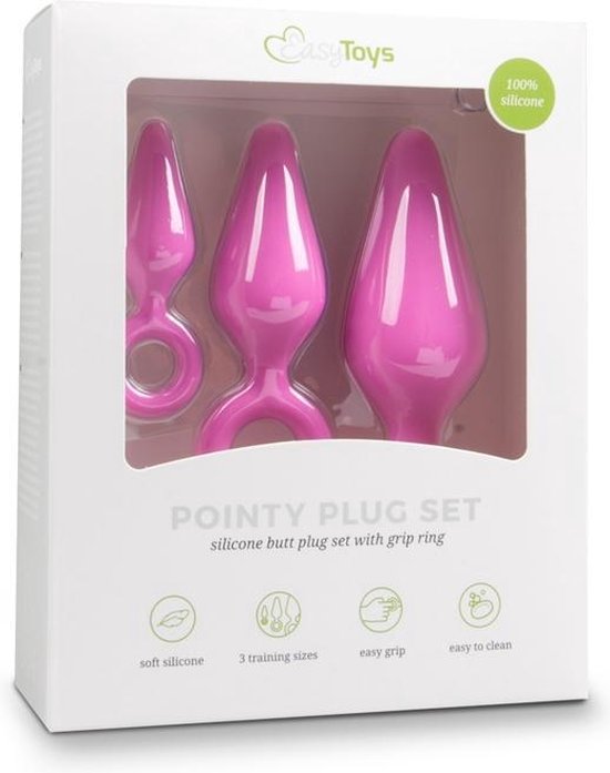 buttplugs met trekring - setje - Roze