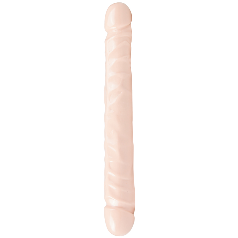 The Classics Huidkleurige Jr. dubbele geaderde dildo