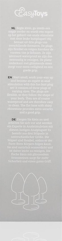 Siliconen Buttplug Set Met Diamantjes - - Zwart