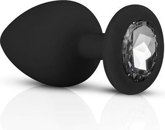 Siliconen Buttplug Set Met Diamantjes - - Zwart