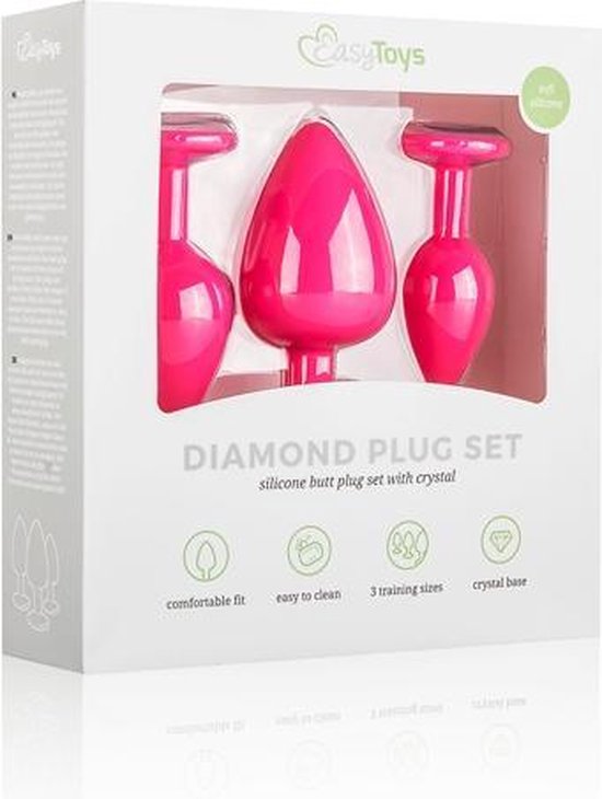 Siliconen Buttplug Met Diamant - - Roze