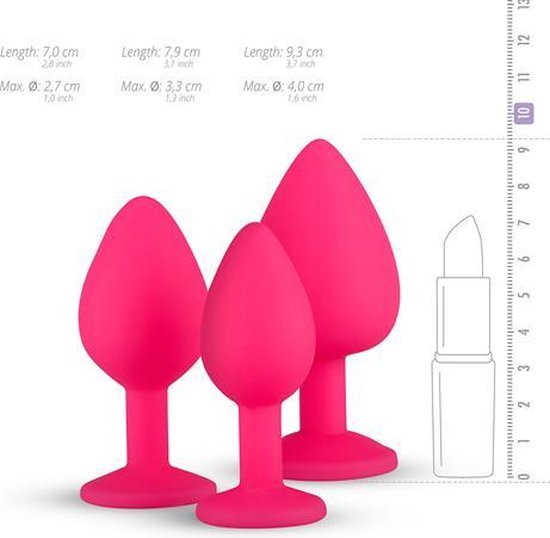 Siliconen Buttplug Met Diamant - - Roze