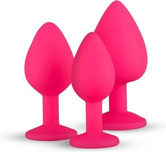 Siliconen Buttplug Met Diamant - - Roze