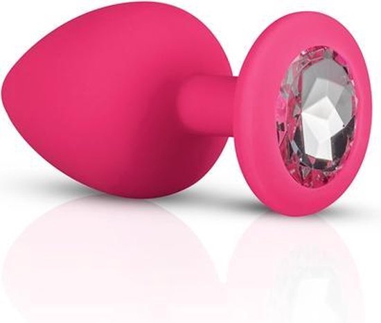 Siliconen Buttplug Met Diamant - - Roze