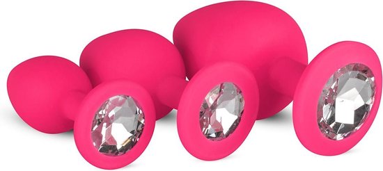 Siliconen Buttplug Met Diamant - - Roze