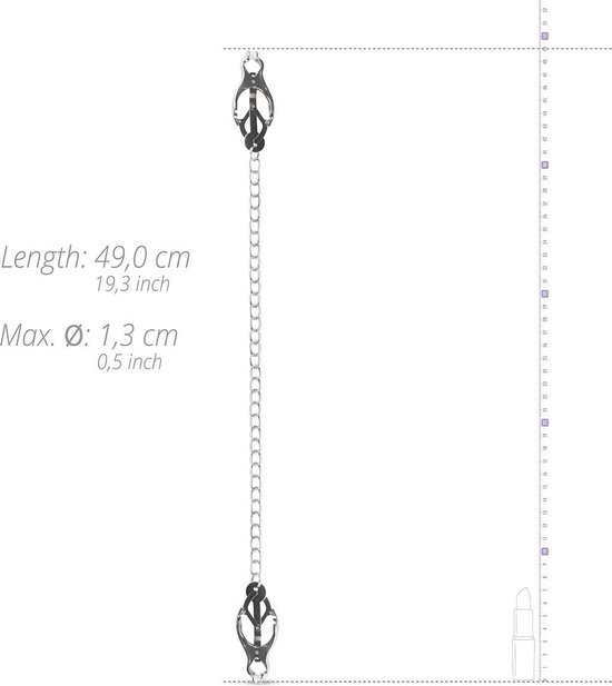 Vlinder Tepelklemmen Met Ketting - Silver