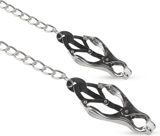 Vlinder Tepelklemmen Met Ketting - Silver