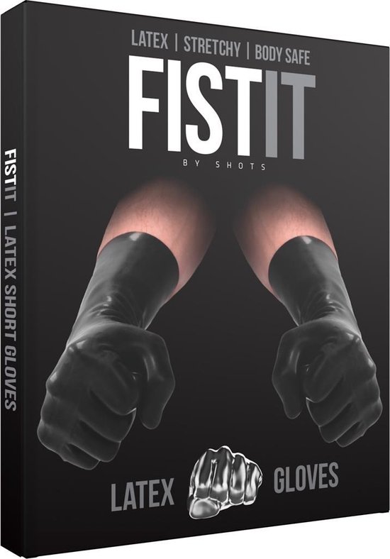Fist It Korte Latex Handschoenen - Zwart