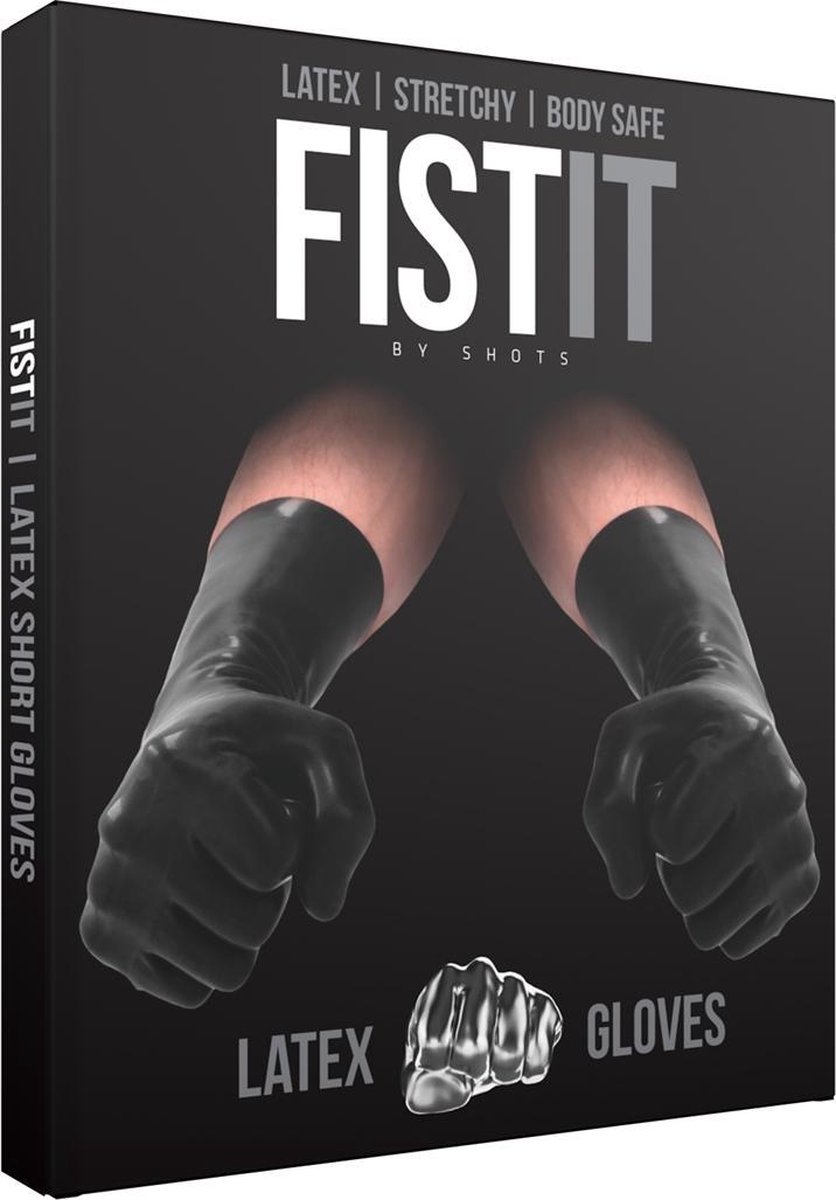 Fist It Korte Latex Handschoenen - Zwart