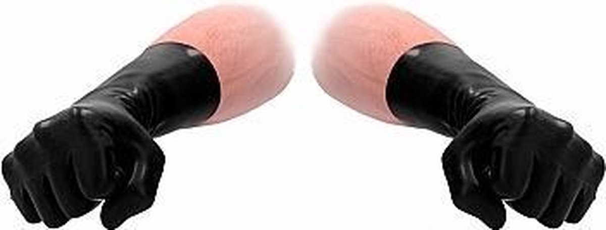 Fist It Korte Latex Handschoenen - Zwart