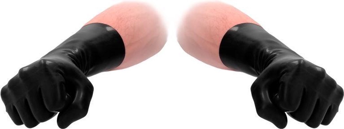 Fist It Korte Latex Handschoenen - Zwart