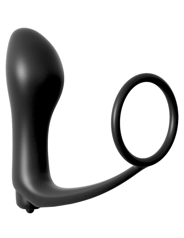 Anal Fantasy Ass-Gasm Cockring met Vibrerende Buttplug - Zwart