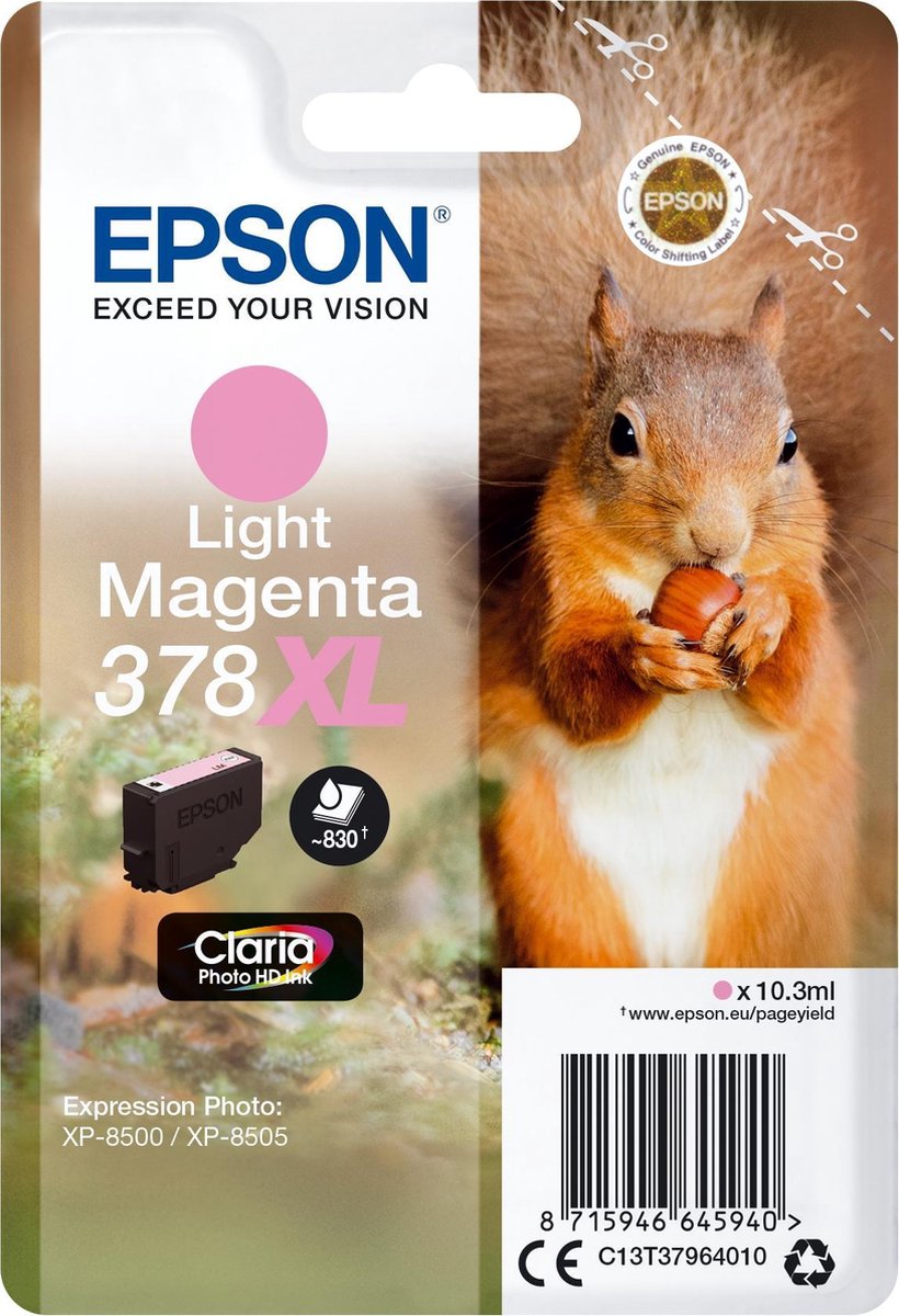 Epson Squirrel Singlepack Light 378XL Claria Photo HD Ink - Magenta