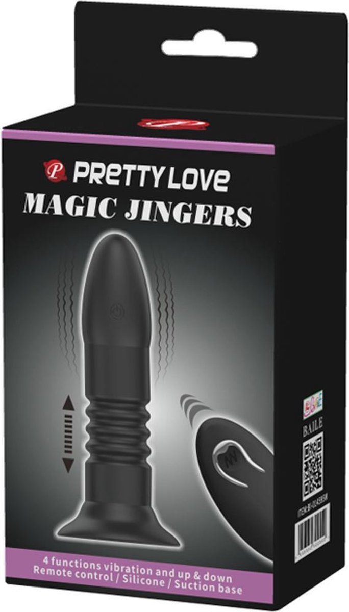 Pretty Love Magic Jingers Vibrerende/Stotende Buttplug - Zwart