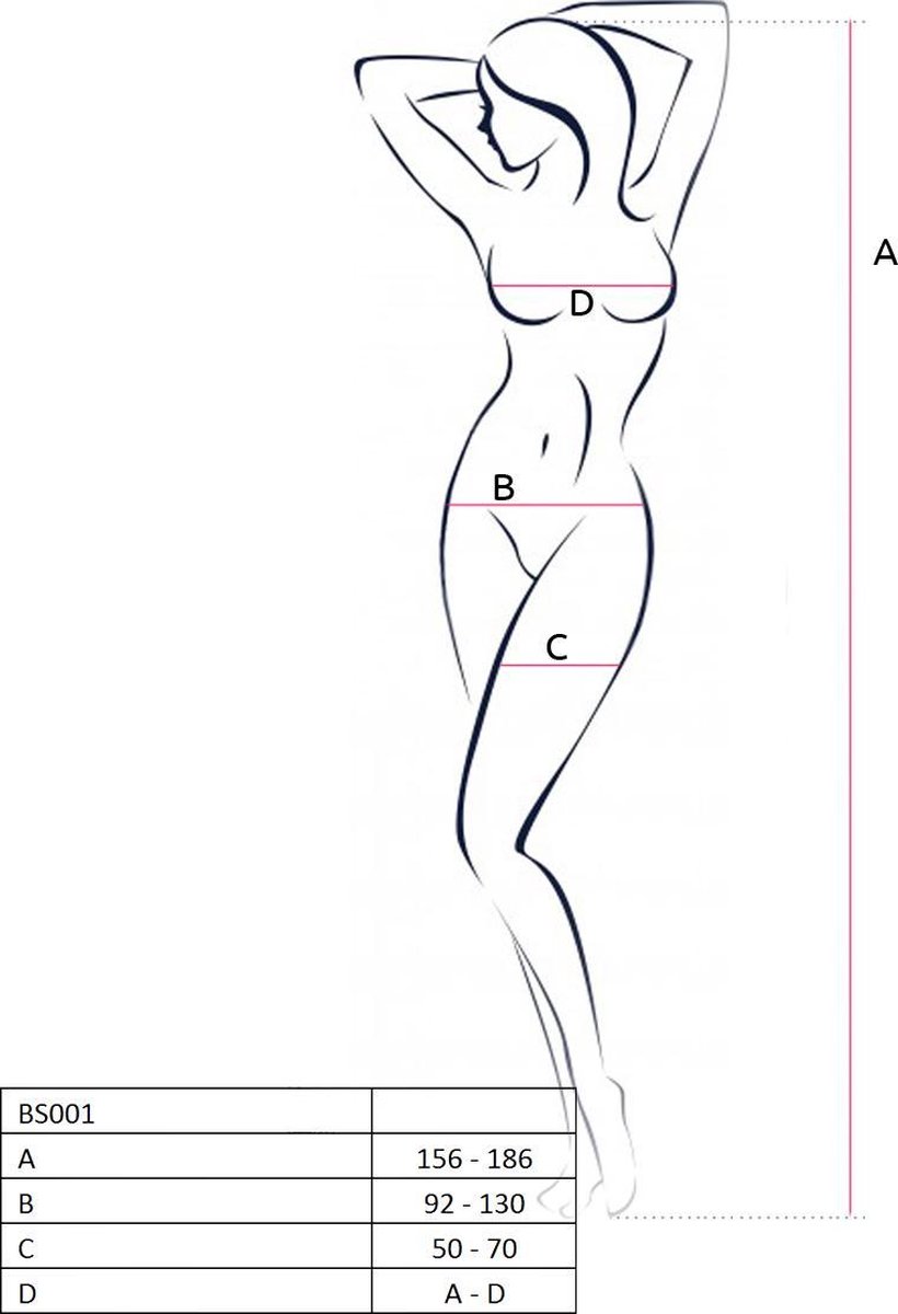 Passion Net bodystocking met grote gaten - - Zwart