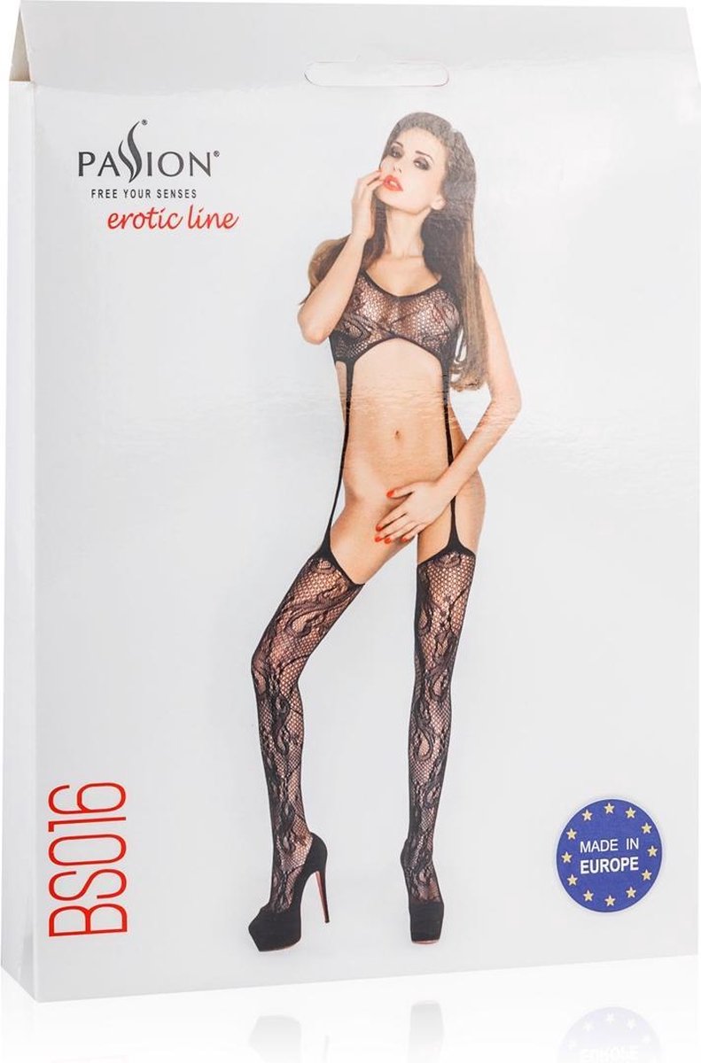 Passion Rode bodystocking met lange jarretels - Rood