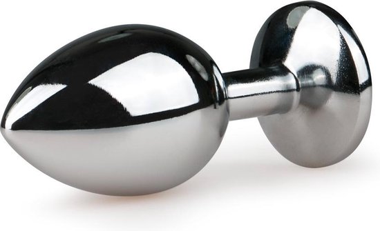 Zilveren ronde buttplug met diamant - Silver