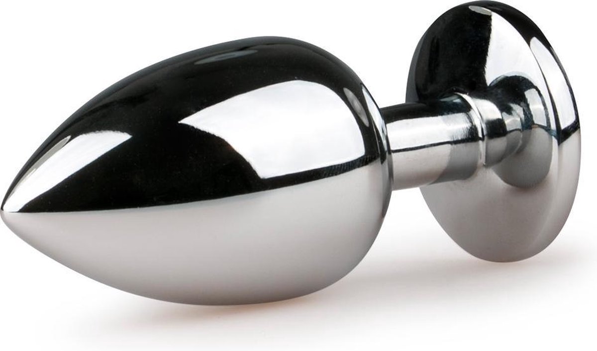Zilveren metalen buttplug met kristal - Silver