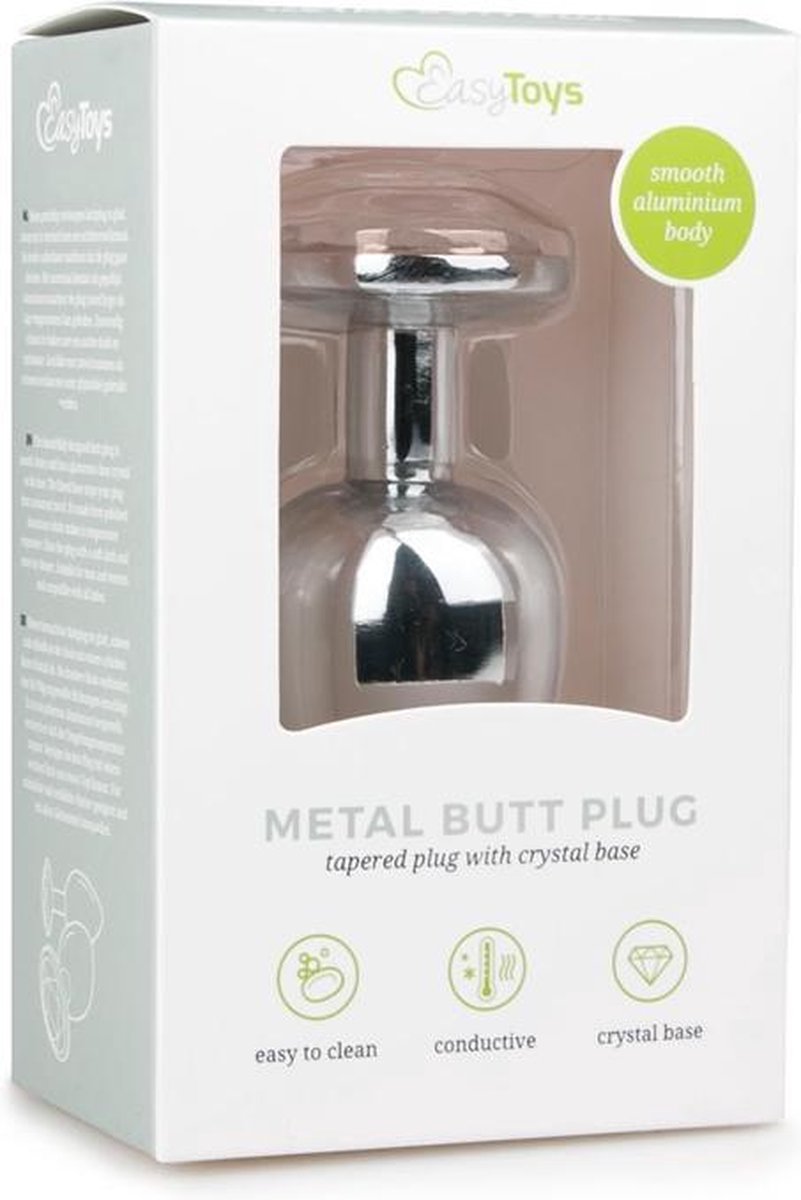 Zilveren metalen buttplug met kristal - Silver