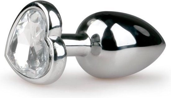 Zilveren buttplug met kristallen hart - Silver