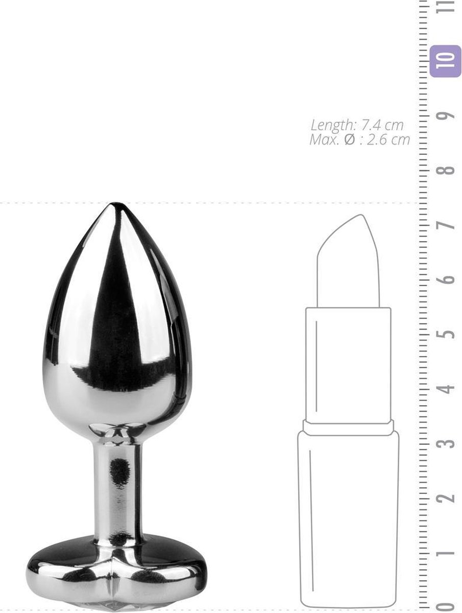 Zilveren buttplug met kristallen hart - Silver