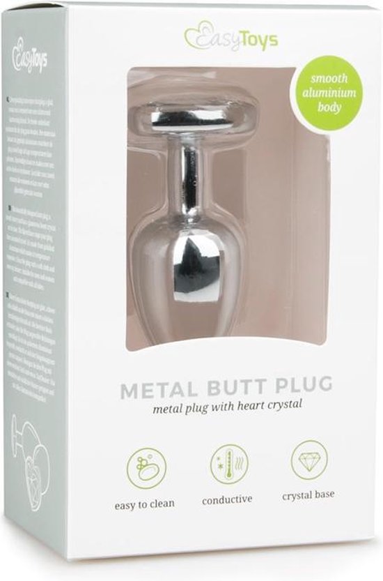 Zilveren buttplug met kristallen hart - Silver