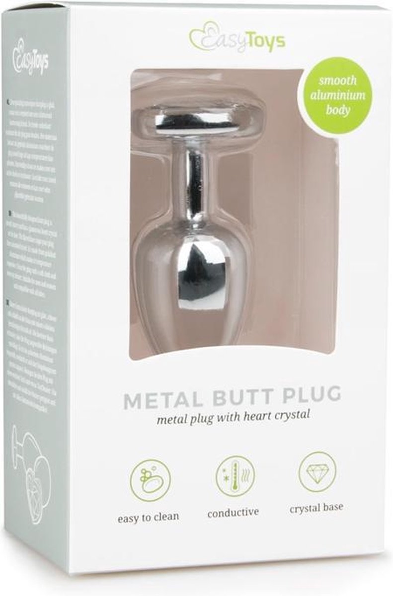 Zilveren buttplug met kristallen hart - Silver
