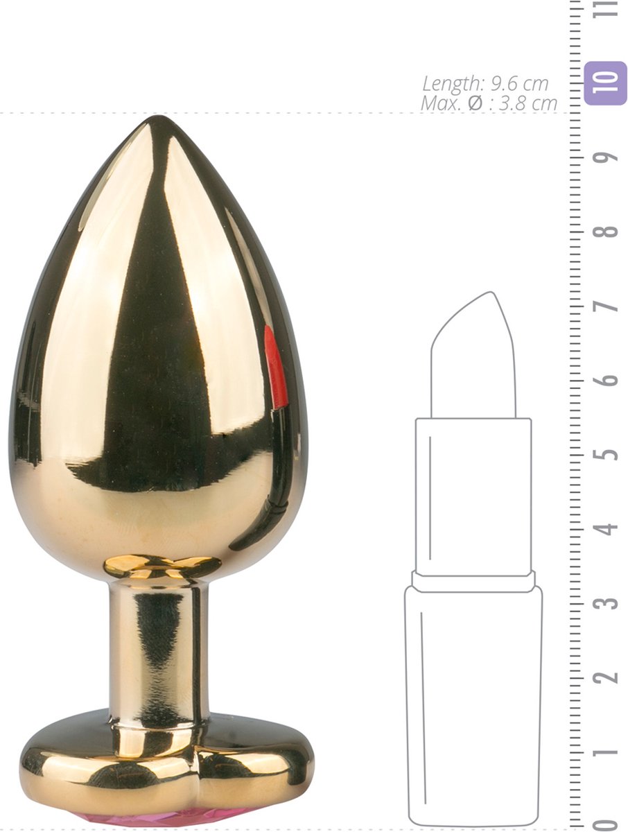Grote buttplug met hart/ - Goud