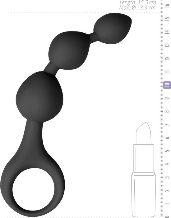 EasyToys e dildo met anale kralen - Zwart