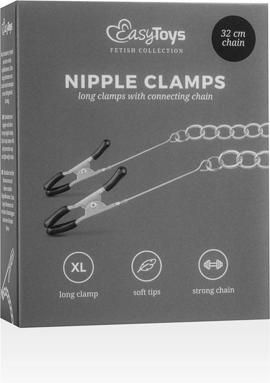 Lange Tepelklemmen Met Ketting - Silver