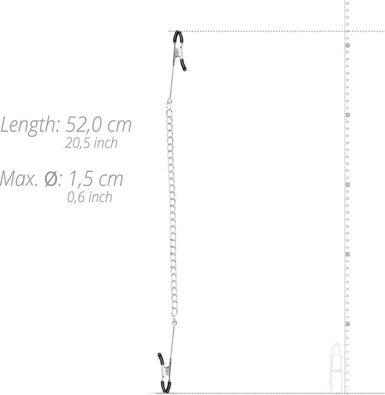 Lange Tepelklemmen Met Ketting - Silver