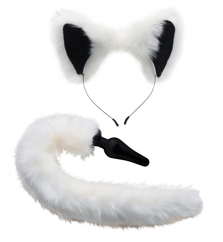 Tailz White Fox Buttplug & Haarband Set